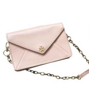 Tory Burch Clutch Envelope Style Pink Leather Cros